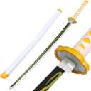 damdos Halloween Prop Cosplay Weapon,Demon Sword, PU Foam 31.5inch Tomioka Giyuu Kamado Tanjirou Cosplay Swords Xmas Birthday Gifts (Agatsuma Zenitsu), Color: Agatsuma Zenitsu