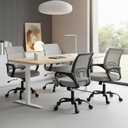 OLIXIS Office Desk Chair - Ergonomic Mid Back with Lumbar Support & Rocking Mode, Height Adjustable with Fixed Armrest, for Home, Computer, Gaming, Conference, Meeting Room, 360 Swivel, Grey, 2 Pack