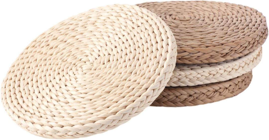 Lineshading 4 Pcs 12 Inch Boho Floor Cushions Classroom Decorations Extra Thick Cattail Grass Corn Double-Layer Flexible Seat Floor Cushions for Classroom Kids Students Learning Daycare School Chair
