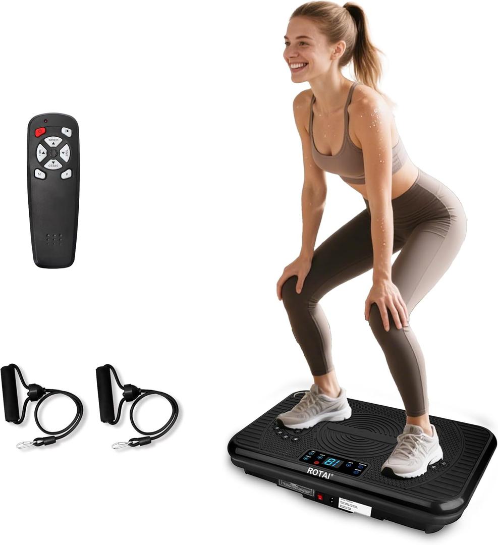Shake Plate Vibration Exercise Machine for Lymphatic Drainage Massager & Weight Loss, 400 lbs Capacity Whole Body Vibrating Plate Workout for Women and Men (Bright Black)