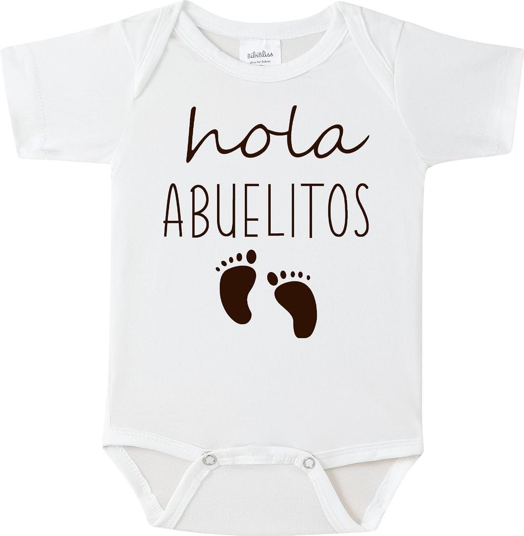 Baby Announcement for Grandparents,0-3month Hola Abuelitos Spanish Pregnancy Announcement Outfit (White)