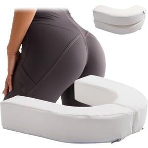 HOMBYS 3-Inch BBL Toilet Seat Cushion, PU Leather Brazilian Butt Lift Toilet Riser Pillow for Brazilian Butt Lift Surgery Recovery, Easy Clean, White