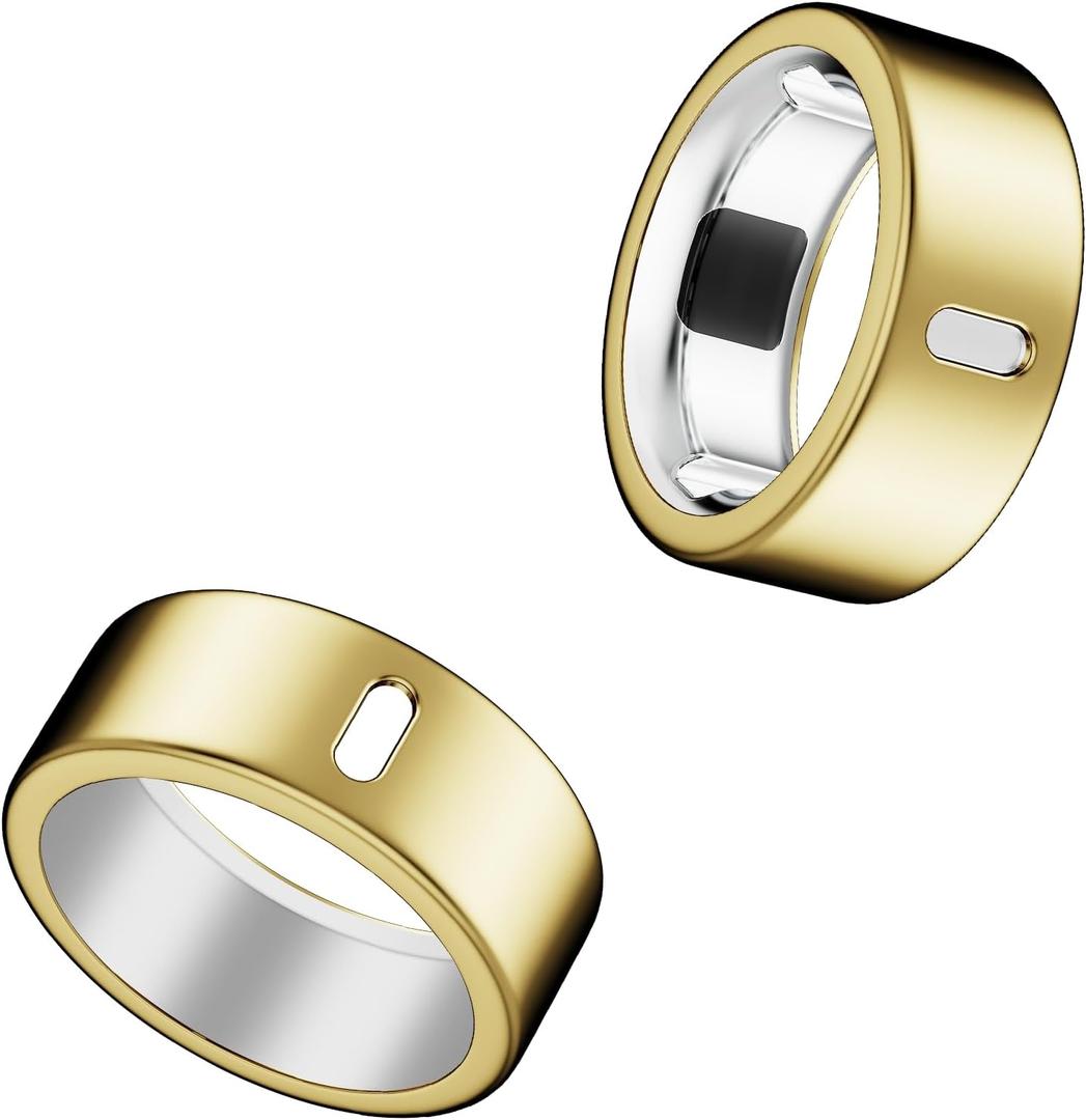 Cover Compatible for Oura Ring Gen 4/Gen 3 Horizon/Gen 3 Heritage,(NOT Compatible with Oura Ring 4-Ceramic), Charging Directly,Rugged TPU Finger Protector for Workout Women Men-Gold+Gold-Size 8