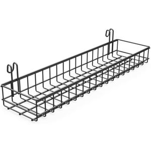 ANZOME Wire Wall Basket, Grid Basket with Hooks, Wall Mounted Organizer for Wall Grid, Kitchen Organizer, Wire Storage Shelf Rack for Home Supplies, Wall Decoration(Black)