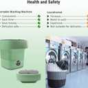 Portable Washing Machine, Foldable Personal Washer w/Integrated Drain Pipe and Spin Basket for Light Clothes, 3 Cleaning Modes, Blue Light Collapsible Laundry for Travel, RV, Baby Clothes, Green