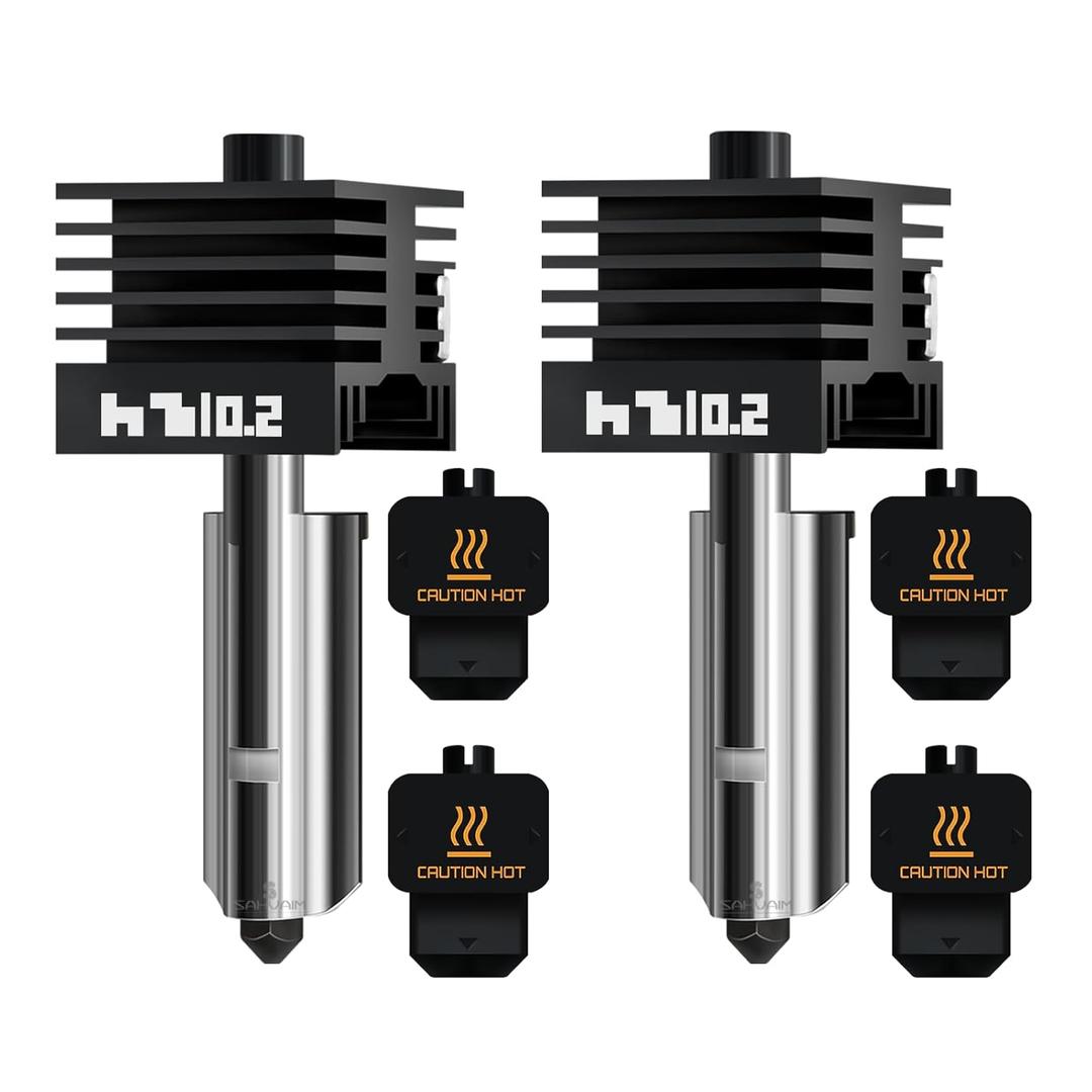 0.2MM Bamboo Lab H2D/H2S/H2C/P2S Hotend Kit, Upgraded High Temp and Quick Swap Hardened Steel Nozzle Replacement 3D Printer Extruder Print head with 2Pcs Silicone Sock for H2 Series Combo/P2S (2Packs)