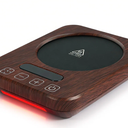 Coffee Mug Warmer with Temperature Control, 36W Electric Mug Heater, 120–180°F Adjustable Desk Cup Warmer with Timer & Auto Shut-Off, Ambient Light, Walnut Wood-Grain Finish, Gift for Home & Office