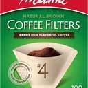 Melitta #4 Cone Coffee Filters, Natural Brown, 100 Count Filters - Fits all 8-12 Cup Cone Coffee Makers and Pour-Overs, Compostable, Tear-Resistant