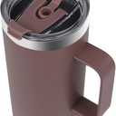 20 oz tumbler with handle, Lids and Straw, insulated Stainless Steel Coffee Mug, Keeps Drinks Cold up to 12 Hours, Fits in Car Cup Holder, 100% Leakproof, Iced Tea or Coffee, Smoothie(Ash Rose)