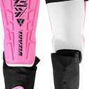 Vizari Malaga Shin Guards for Kids, Youth, Adults Lightweight Soccer Pads with Ankle Protection for Boys, Girls, Men & Women (X-Small, Pink)