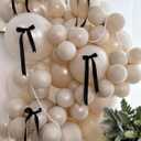 185pcs Double Stuffed White Sand Balloon Arch kit with Black Bows, Pearl White Balloons Different Sizes 18" 12" 10" 5" for Birthday Wedding Bridal Shower Party Baby Shower Decoration
