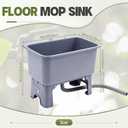 24 Inch Mop Sink Plastic Utility Basin with Raised Stand and Drain Hose