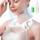 Neck Fan Rechargeable-Misting Neck Fans that Blow Cold Air,Folding Neck Cooling Fan with LED Display&4 Fan Speeds,Indoor Outdoor Hanging Bladeless Battery Powered Neck Cooler for Women Men Kids White