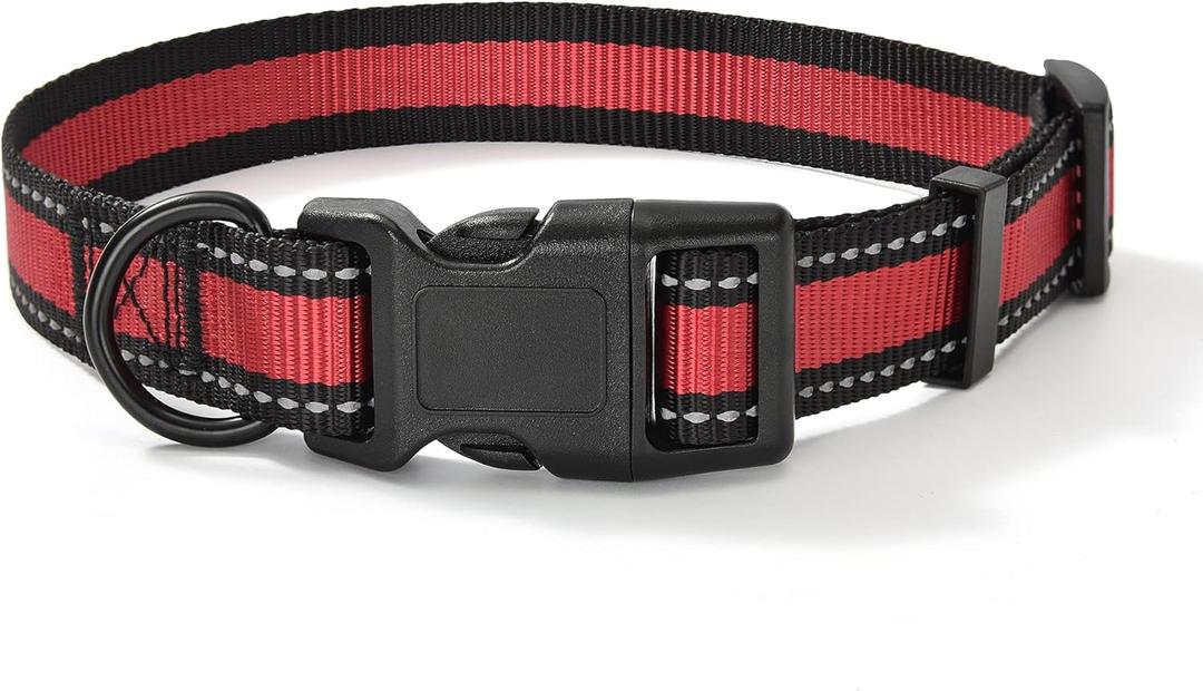 Mile High Life Dog Collar | Nylon Reflective Dog Collars | Light Weight Puppy Collars | Red Dog Collars for Small Dogs (Red, Small) (Small Neck 11"-15")