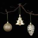 Mr. Pen- Assorted Christmas Tree Ornaments Set, 77 pcs, Gold Holiday Ornaments, Shatterproof Plastic Decorations with Gold Hanging Thread, Classic Ball & Festive Shapes for Christmas Tree Dcor