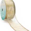 CT CRAFT LLC Gold Metallic Wired Ribbon 2.5 inch x 40 Yards for Christmas Home Decor Tree Topper Bow Gift Wrapping DIY Crafts Wreath Garland Wedding