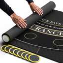 Newverest Blackjack Mat 70" x 35", Blackjack Table Top for Home Game Nights with Friends | Black Jack Casino Table Topper, Poker Mat Layout in Zipper Storage Bag with 8 Coasters in Gift-Ready Box