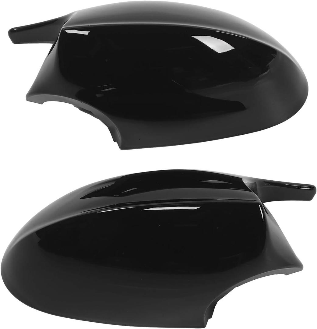 Pair Car Mirror Housing Door Mirror Cover, Trim Rear View Side Mirror Cap, Glossy Black, Fit for E90, E91, E92, E93
