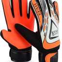 Soccer Goalie Goalkeeper Gloves for Kids Boys Children Football Gloves with Strong Grips Palms (Size 5 suitable for 9 to 12 years old, Black/Orange)