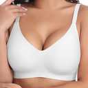 Ganado Seamless Wireless Bras for Women Full Coverage No Underwire Supportive Bras Padded T Shirt Bra Comfort Bralette White Large (White, L)