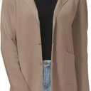 Women's Long Sleeve Casual Blazer Work Office Bussiness Jacket with Pocket S