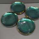 Rubtlamp 100 Pcs Clear Green Plastic Plates, Gold Hammered Plastic Salad Platos, Green Disposable Platos With Gold Rim,7 Inch Dessert Platos Disposable, Dessert Appetizer Platos