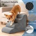 DUMOS Dog Stairs for Small Dogs and Cats, 4-Step Curved Pet Dog Steps, Grey, Round-19.69"H