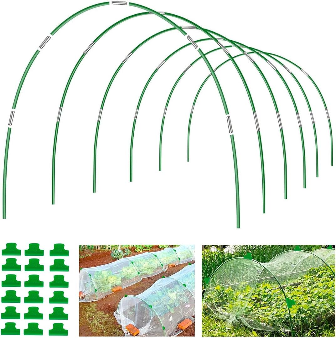 joyhalo Garden Hoops for Raised Beds, 36pcs Greenhouse Hoops, Rust-Free Coated Fiberglass 8ft Garden Tunnel, Detachable Hoop House Frame for Row Cover, Bird Netting, Garden Netting, Plant Covers