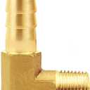 Joywayus Brass Hose Fittings 90 Degree Elbow 3/8" Barb to 1/2" NPT Male Pipe Water/Fuel/Air(Pack of 2)