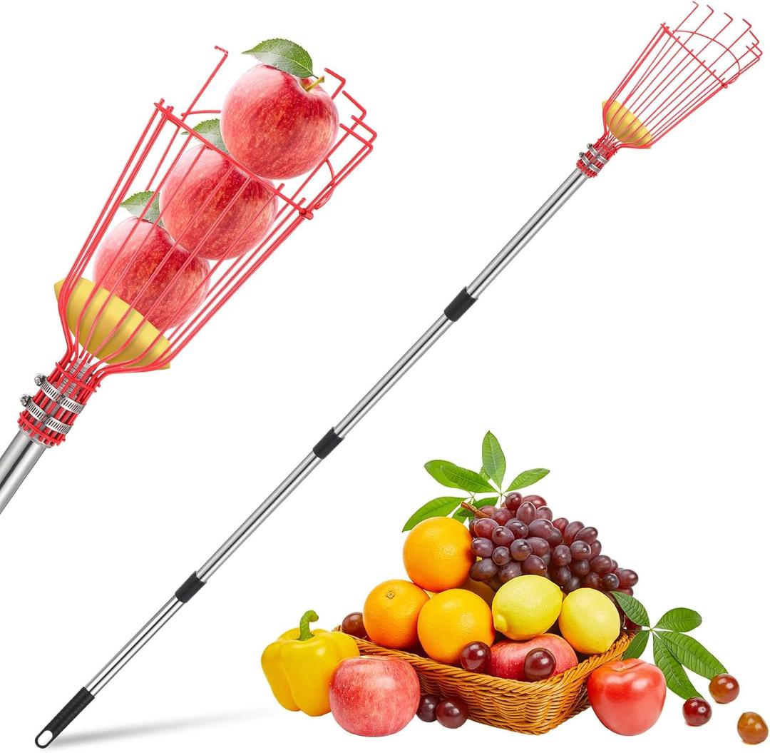 13 FT Adjustable Fruit Picker Pole with Basket – Lightweight Stainless Steel Picking Tool for Apples, Mangoes, Avocados, Oranges & More