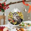 3 x Christmas Ornament, Christmas Decoration, Stained Glass Ornament, Heirloom Keepsakes, Holiday Ornaments, Holiday Presents, Unique Xmas Gifts, Gift Exchange Ornaments, Gift Idea - Owl