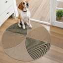 Lahome Enfys Modern Rainbow Round Rug 3ft, Circle Indoor Outdoor Rugs for Entryway Patio Washable Easy Jute Rug, Farmhouse Non Slip Small Round Rugs for Bedroom Porch Living Room Decor (Nature/Bi-color Rainbow)