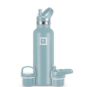 IRON °FLASK Camping & Hiking Hydration Canteens - 3 Lids (Narrow Straw Lid) Leak Proof Vacuum Insulated Stainless Steel - Hot & Cold Double Walled Sports Water Bottle - Elemental Gray, 20 Oz