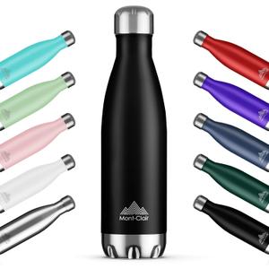 Mont-Clair H2O Stainless Steel Water Bottle, Vacuum insulated - BPA Free, 12h Hot & 24h Cold Drinks, Metal Water Bottle 750ML Leakproof, Ideal for Adult, Kids, Running - Black
