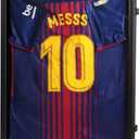 Jersey Frame Display Case - Football Jersey Display Frame - Lockable Jersey Shadow Box with UV Protection Acrylic Door and Hanger for Hockey Soccer Basketball Baseball Shirts, Black