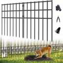 25 Pack Garden Animal Barrier Fence, 17in (H) X 27ft (L) No Dig Fence, Rustproof Metal Garden Fence Bordere, Garden Decorative Fence Panels for Dog Rabbits Ground Stakes Defense and Outdoor Patio (17 in(H) X 27 ft(L), 25 Pack, Black)