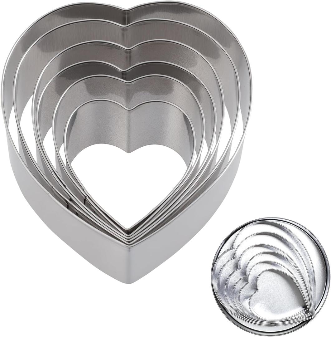 3 x Fumwase 6 Pieces Heart Cookie Cutter Set 3 Inch 2 Inch Heart Shaped Cake Cutter Stainless Steel DIY Biscuit Molds for Baking