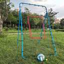 6-Angle Adjustable Volleyball Rebounder Net 7x4 ft with PU Volleyball and Stakes - Bounce Back Training Equipment for Practicing Volleying, Bumping, Spiking, Easy Set Up & Steady for Multi Sports
