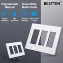 (5 Pack) BESTTEN USWP6 Matte Snow White 3-Gang Screwless Wall Plate, Decorator Outlet Cover, H4.69 x W6.54, for Light Switch, Dimmer, USB, GFCI, Receptacle