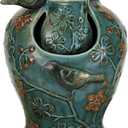 Foreside Home and Garden D9402 Blue Verdigris Bird Indoor Water LED Light and Pump Fountain