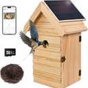 Smart Bird House with Camera, 2.4G WiFi & App Alerts, 160 Wide View 1080P HD Wireless Birdhouse, Auto Capture Bird Video & Motion Detection, Smart Bird House Camera Solar Powered (Natural, Normal)