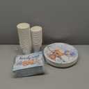 Hushee 200 Pcs Blue Bear Baby Shower Paper Plates Napkins Cups Baby Shower Party Supplies Tableware Set Bear Theme Disposable Cup Napkin for 50 Guest Boy Sets Spring Party Decoration Boy Girl