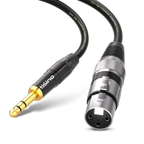 Tisino Female XLR to 1/4'' TRS Microphone Cable, 6.35mm Stereo Jack to 3-pin XLR Female Balanced Interconnect Micphone Cable -10FT