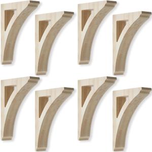 Briwooody 8 Pcs 1 3/4" W x 7 1/2" D x 10 1/2" H Traditional Wood Corbels Wooden Shelf Brackets Unfinished Paintable Solid Wooden Bracket for Doorway Countertops Home Shelves Cabinet Furniture Support