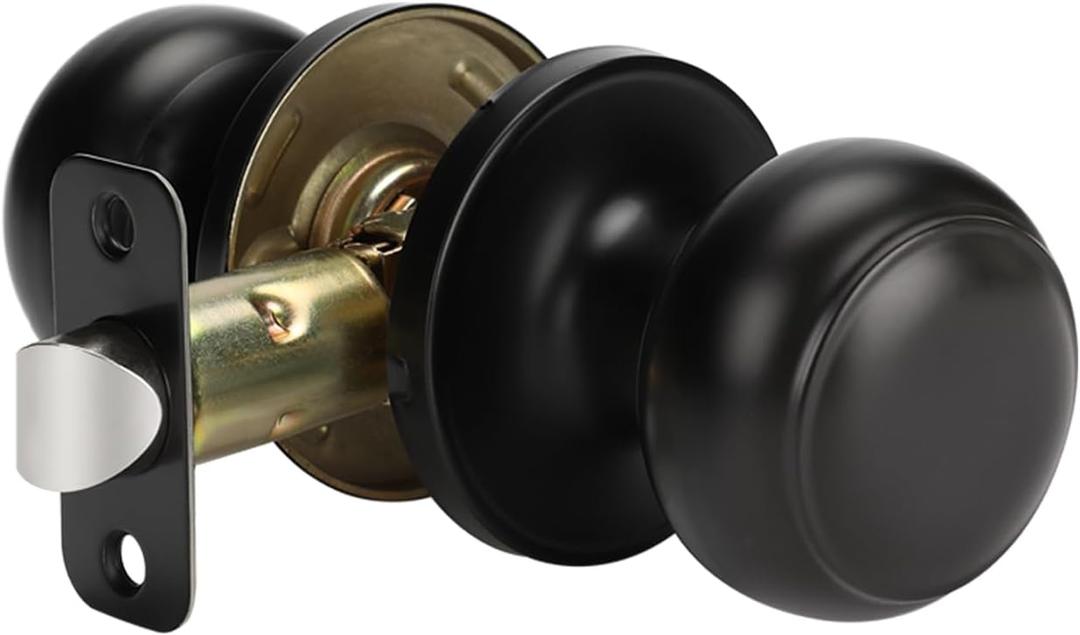 Goldenwarm Black Passage Door Knobs, Matte Black Closet Door Knobs Interior, Black Passage Door Knobs Set for Hallway, Closet (1 Pack, Matte Black)  