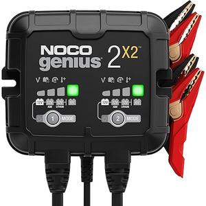 NOCO GENIUS2X2: 4A 2Bank Smart Battery Charger (2A/Bank)  6V/12V Automatic Maintainer, Trickle Charger & Desulfator with Overcharge Protection & Temperature Compensation – For LeadAcid & Lithium