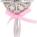 Hallmark Baby's First Christmas Silver Rattle with Pink Ribbon 2025 Christmas Ornament, Metal, New Baby Gifts