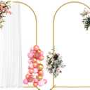 2-Pack Metal Arch Stand (7.2FT/7.2FT) - Heavy-Duty Wedding Ceremony & Party Backdrop Frame with Carry Bag. Easy No-Tool Assembly for Garden, Birthday, Baby Shower Decor (Gold&Champagne Gauze)