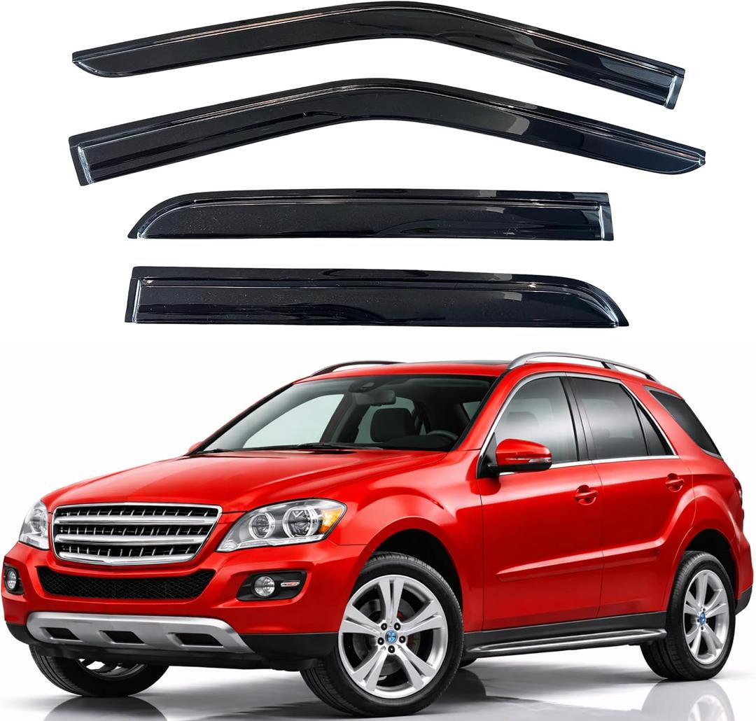 KPY Rain Guards Fit for 2006-2011 Mercedes-Benz ML350 ML500, Out-Channel Window Visors Vent Wind Deflectors 4PC, Car Accessories for 06-11 Mercedes Benz ML Class