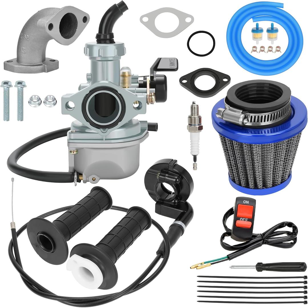 YOXUFA PZ22 Carburetor 22mm Carb Throttle Cable Grip Assembly for Coolster Apollo SSR TaoTao DB14 DB24 110cc 125cc RFZ Hawk Pit Dirt Bike ATV Quad 4 Stroke Chinese Motorsports Parts (Blue)